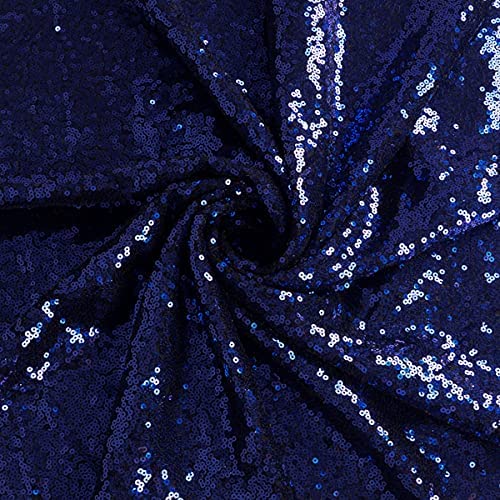 Navy Sequin Glitter Embroidery Fabric - Navy, Sequin, Embroidery Fabric, 1 Yard