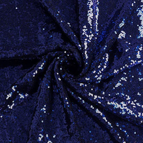 Navy Sequin Glitter Embroidery Fabric - Navy, Sequin, Embroidery Fabric, 1 Yard