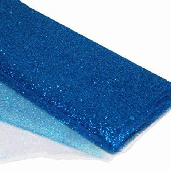 Tulle Glitter Fabric - 100 Percent Polyester Tulle Fabric - Aqua, Glitter Mesh, 54" Width (10 Yards)