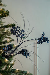 27” Glitter/Sequin Boxwood Grass Christmas Sprays - Midnight Blue