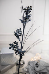 27” Glitter/Sequin Boxwood Grass Christmas Sprays - Midnight Blue