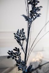 27” Glitter/Sequin Boxwood Grass Christmas Sprays - Midnight Blue