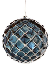 12 CM Blue Chrome Honeycombed Ball Ornament