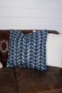 18" Recycled Polyester, Blue And Ivory Pattern Pillow with Polyester Fill
