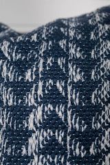 18" Recycled Polyester, Blue And Ivory Pattern Pillow with Polyester Fill