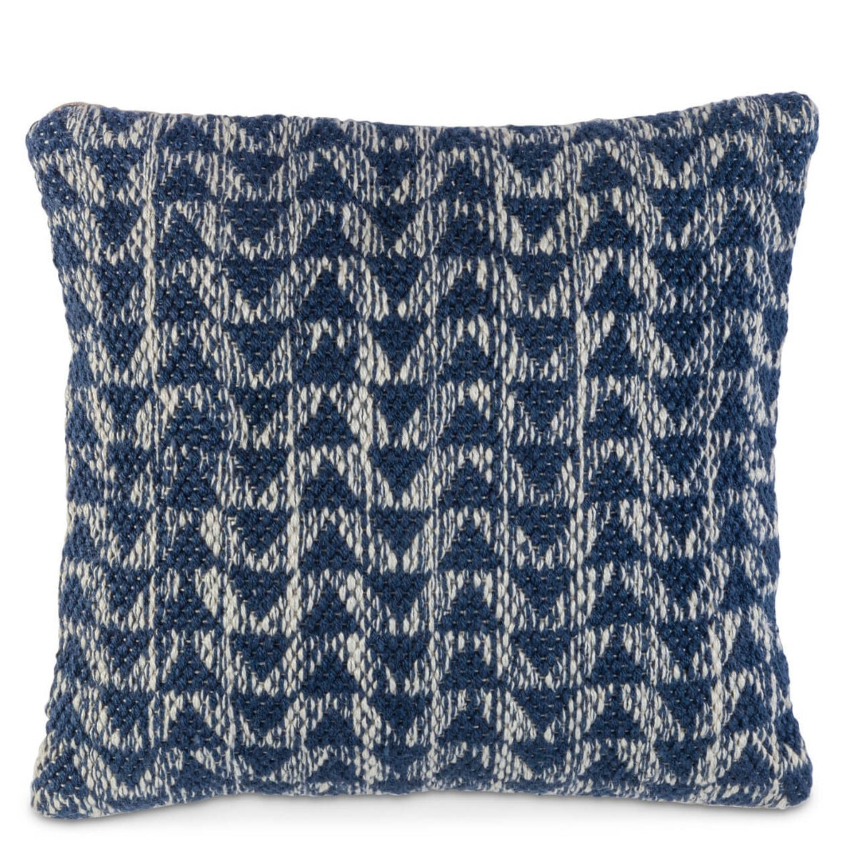 18" Recycled Polyester, Blue And Ivory Pattern Pillow with Polyester Fill