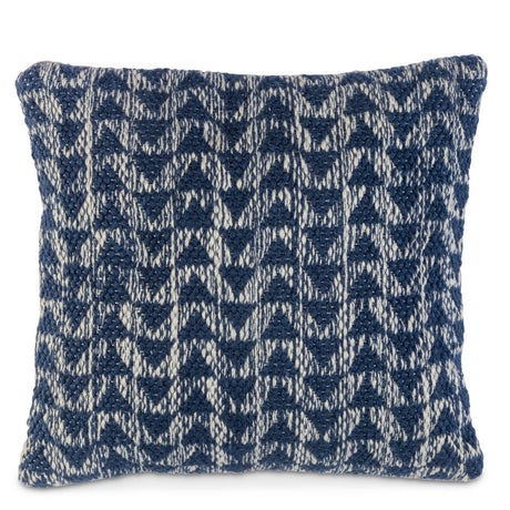 18" Recycled Polyester, Blue And Ivory Pattern Pillow with Polyester Fill