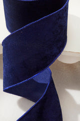 4 Inch x 10 Yard Navy Wired Velvet Ribbon Elegant Decor