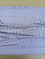 Heavy Eyelet Polyester Cotton Fabric - Navy Blue Floral Embroidery, 41"- 42" Width (1 Yard)