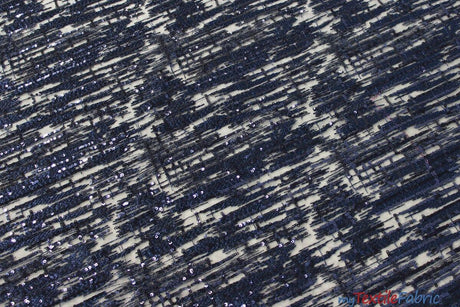 Everleigh Embroidery Polyester Lace Fabric - Sequins Hatch Cross, Multiple Colors, 52" Width (1 Yard)