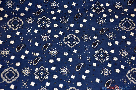 Bandana Cotton Print Polyester Cotton Broadcloth Fabric - Multiple Colors, 58/60" Width (1 Yard)
