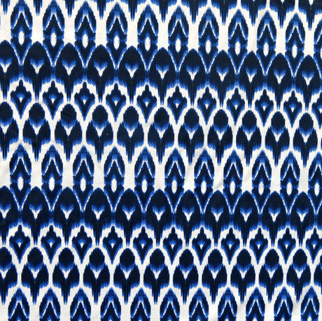 Navy Blue Ikat Stripe Nylon Spandex Swim Knit