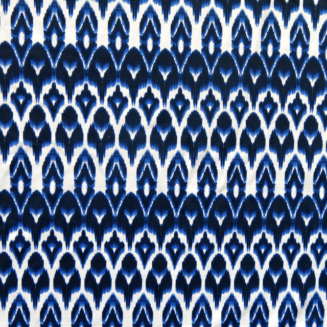 Navy Blue Ikat Stripe Nylon Spandex Swim Knit