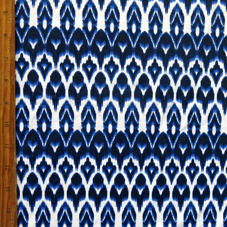 Navy Blue Ikat Stripe Nylon Spandex Swim Knit