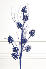 Navy Glitter Berry Grass Spray 27.5 Inch Christmas Decoration