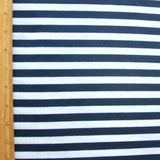 Navy and White 3/8" Wide Stripe Knit Fabric