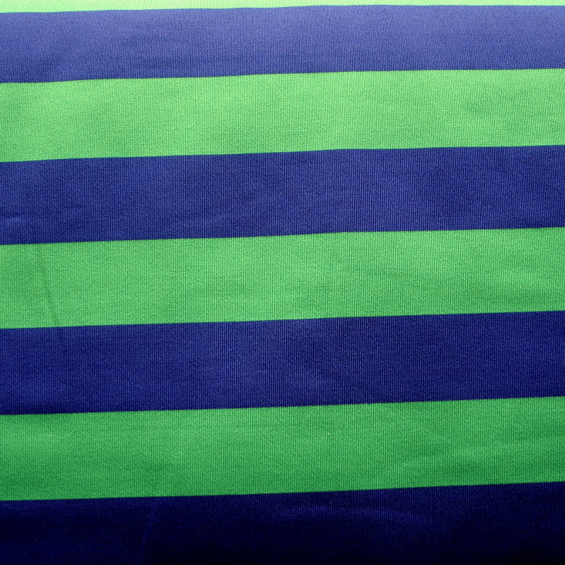 Navy and Green Nylon Lycra Swim Knit