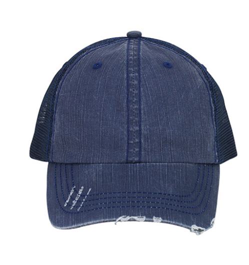 Jean Cap Cotton Polyester Fabric - Navy, Casual, Adjustable (1 Cap)