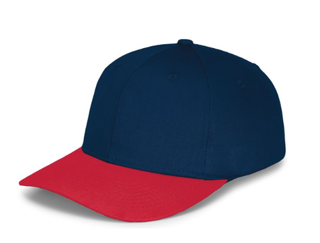 Panel Caps 6204 Cotton Twill Fabric - Navy/Red, Structured 6-Panel, Low-Profile, Snapback Adjustable (One Size)