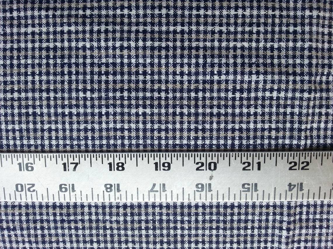 Gingham Linen Cotton Navy Taupe White