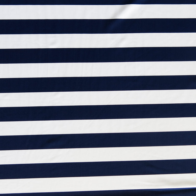 Swim Knit Nylon Spandex Navy and White 1 Inch Stripe