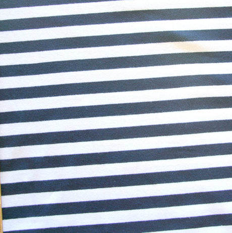 Cotton Lycra Navy and White 3/8" Stripe Knit Fabric