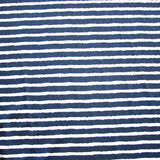 Nylon Lycra Swim Knit Navy and White Shaky Stripes