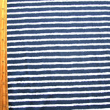 Nylon Lycra Swim Knit Navy and White Shaky Stripes
