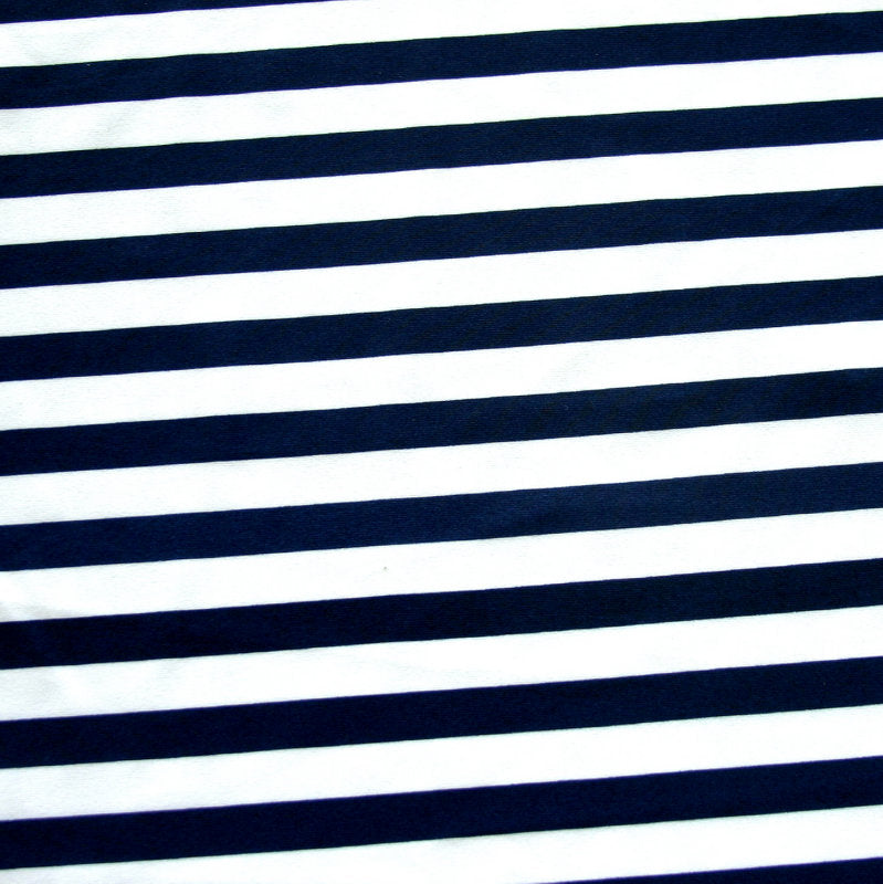 Navy and White Stripe Nylon Lycra Swimsuit Fabric