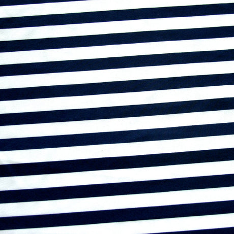 Navy and White Stripe Nylon Lycra Swimsuit Fabric