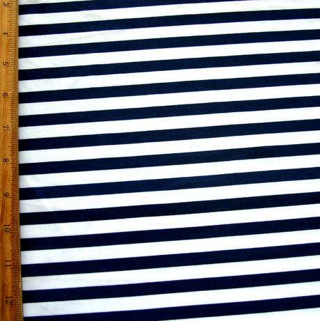Navy and White Stripe Nylon Lycra Swimsuit Fabric