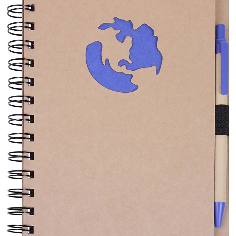 Globe Die Cut Spiral Notebook & Pen 5.875" X 7"