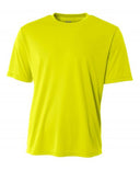 A4 NB3142 Youth Cooling Performance Crew Micro Poly Interlock Fabric - Safety Yellow, 44+ UPF, Moisture Wicking, Stain Release, Odor Resistant (4.0 Ounce)