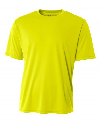 A4 NB3142 Youth Cooling Performance Crew Micro Poly Interlock Fabric - Safety Yellow, 44+ UPF, Moisture Wicking, Stain Release, Odor Resistant (4.0 Ounce)
