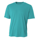 A4 N3142 Cooling Performance Crew Micro Poly Interlock Fabric - Teal, Moisture Wicking, Quick Stain Release, 4.0 Ounce (1 Unit)