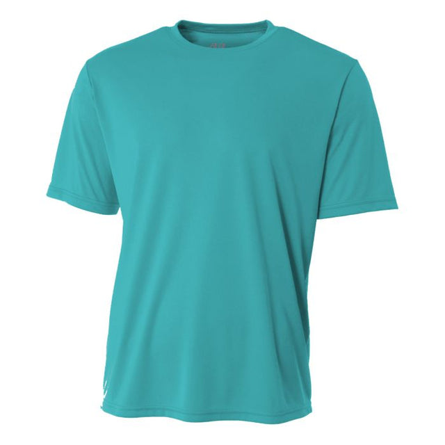A4 N3142 Cooling Performance Crew Micro Poly Interlock Fabric - Teal, Moisture Wicking, Quick Stain Release, 4.0 Ounce (1 Unit)