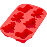 Wilton Christmas Stocking, Tree and Gingerbread Boy Silicone Baking and Candy Mold, 6-Cavity