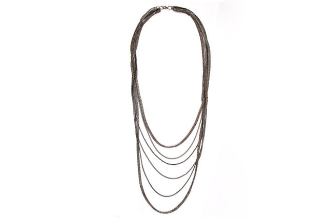 Layered Chain Necklace Gunmetal