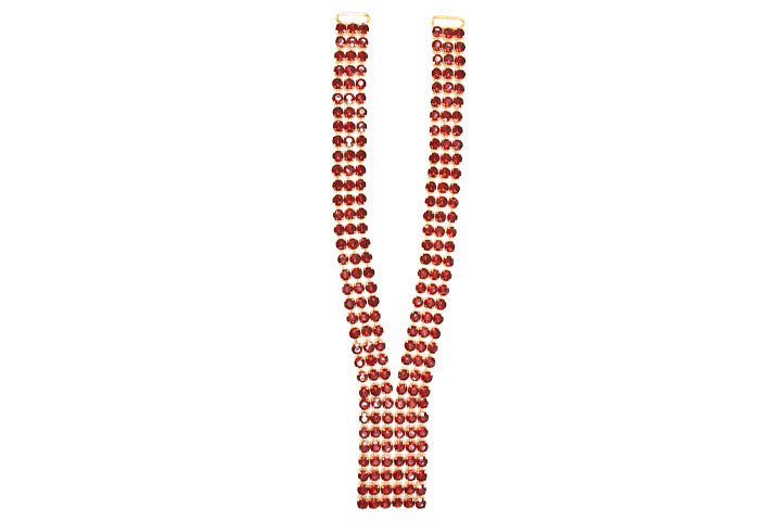 Rhinestone Neck Piece Red Gold