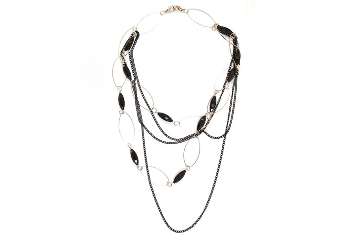 Layered Necklace with Wired Rings and Beads