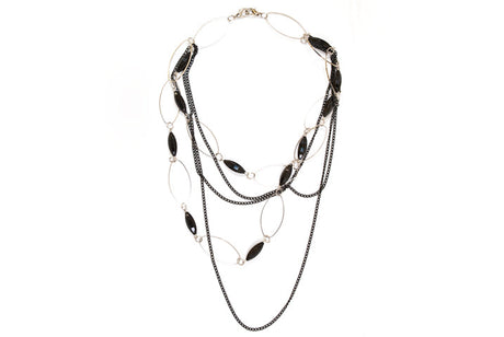 Layered Necklace with Wired Rings and Beads