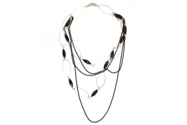Layered Necklace with Wired Rings and Beads