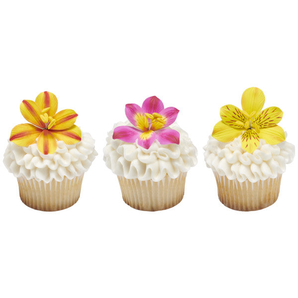 Bright Lilies Tropical Flower Assortment Gum Paste Spray - 12 flowers