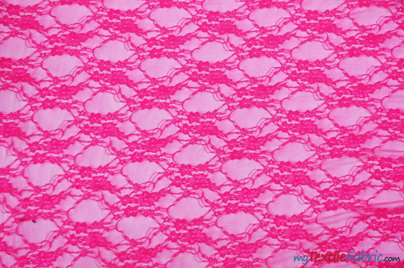 Giselle Floral Lace Polyester Spandex Fabric - Sheer Vintage Stretch Lace, 58/60" Width, Multiple Colors (1 Yard)