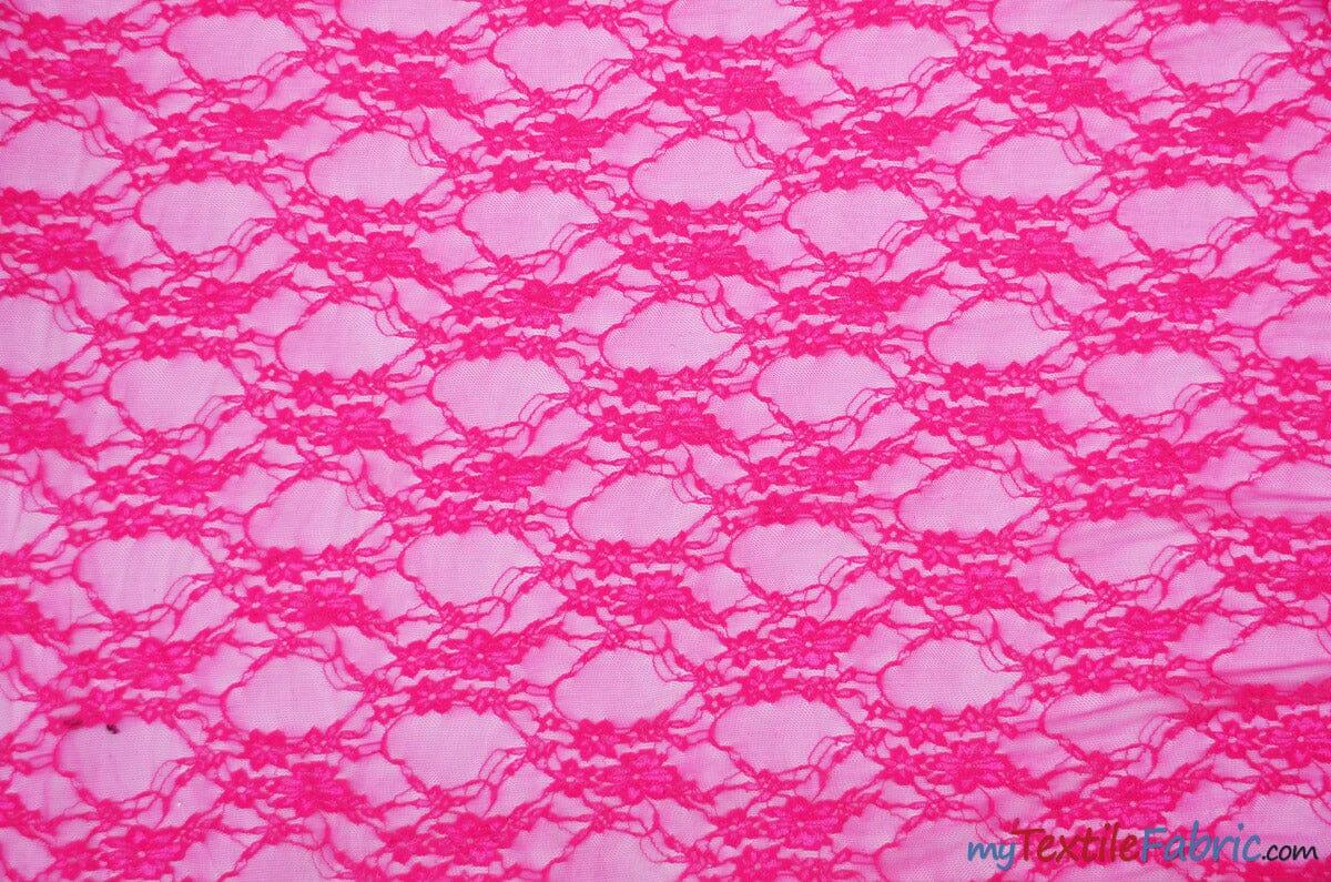 Giselle Floral Lace Polyester Spandex Fabric - Sheer Vintage Stretch Lace, 58/60" Width, Multiple Colors (1 Yard)