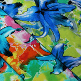 Neon Garden Nylon Spandex Fabric - Multicolor Blue Lily Floral Print, 58-60" Width (1 Yard)