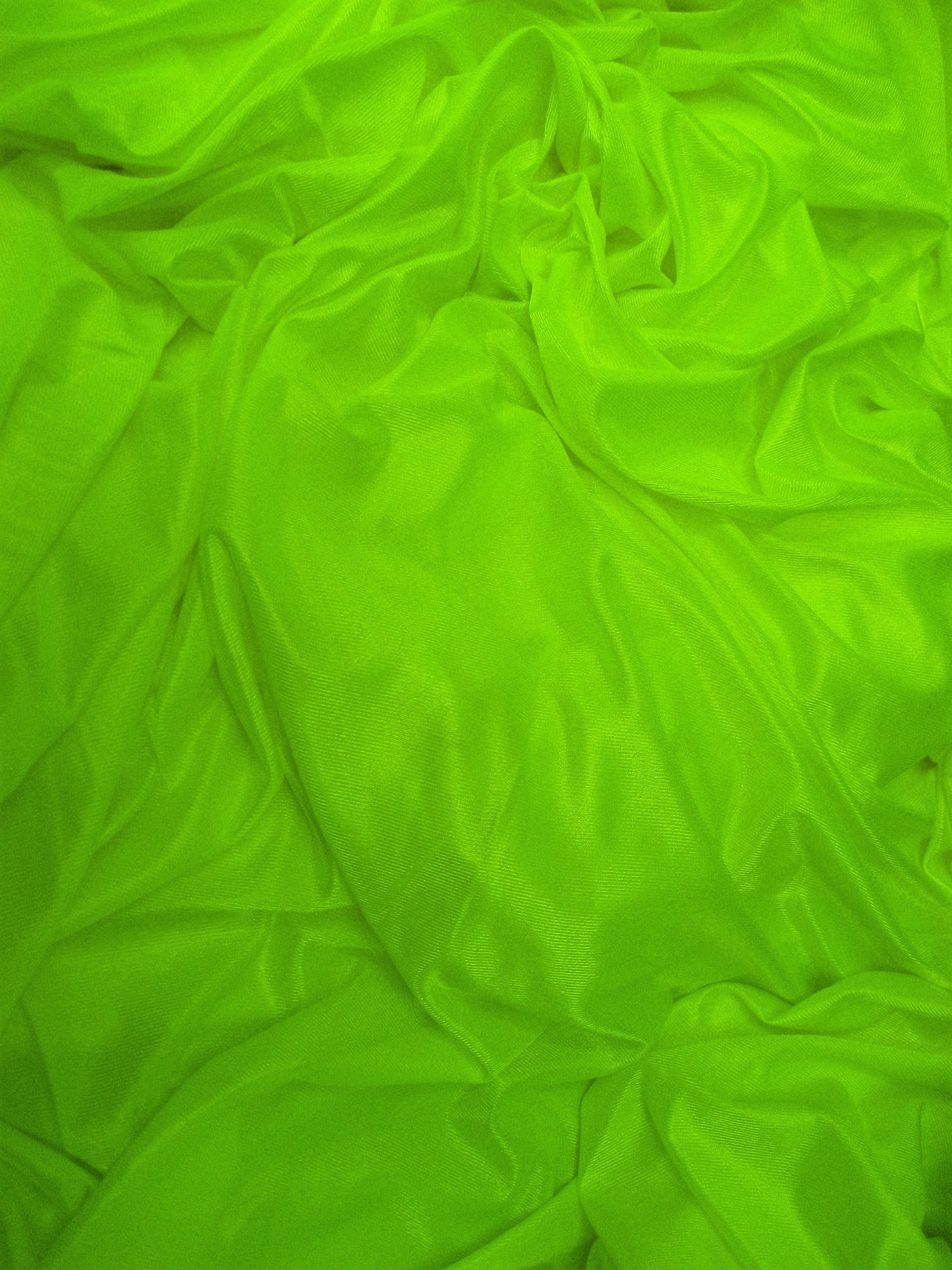 Low Stretch Neon Green Polyester Fabric - Neon Green, 40 Denier Tricot, 108"-120" Width (1 Yard)