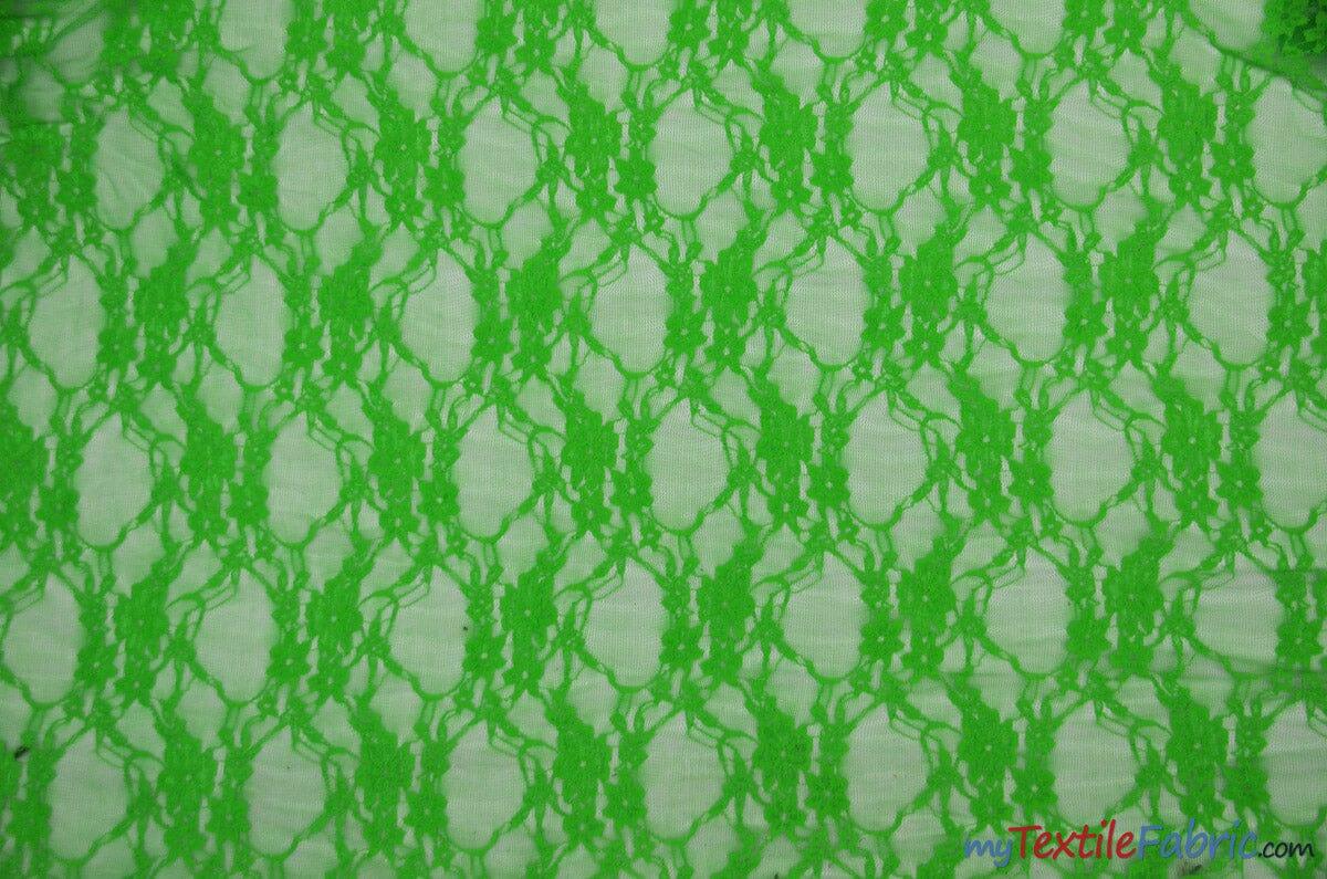 Giselle Floral Lace Polyester Spandex Fabric - Sheer Vintage Stretch Lace, 58/60" Width, Multiple Colors (1 Yard)