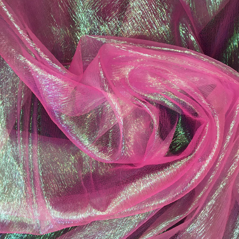 1 Yard Neon Pink Iridescent Organza Fabric Sheer Shimmer Material for Costumes, Decor & Dresses 45 Inch Wide