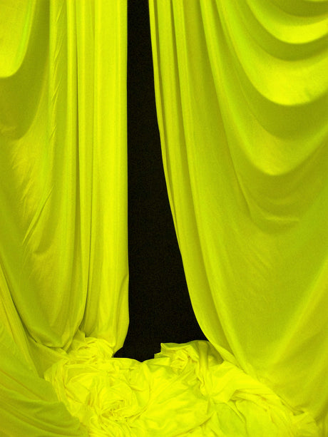Low Stretch Neon Yellow 40 Denier Tricot Polyester Fabric - Neon Yellow, 108"-120" Width (1 Yard)